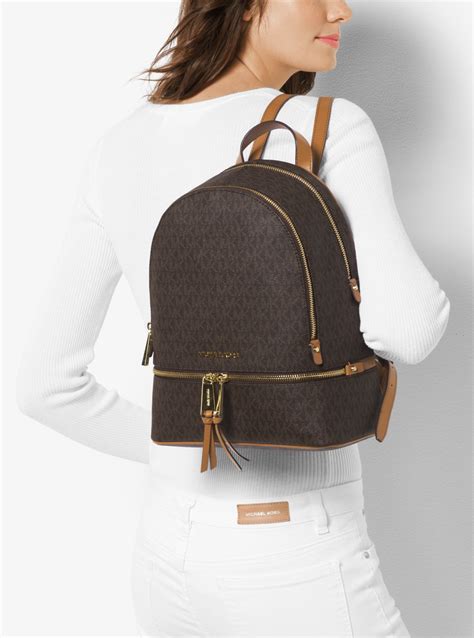 michael kors rhea medium leather backpack truffle mushroom|Michael Kors rhea backpack large.